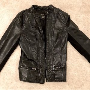Womens black faux leather Moto jacket
